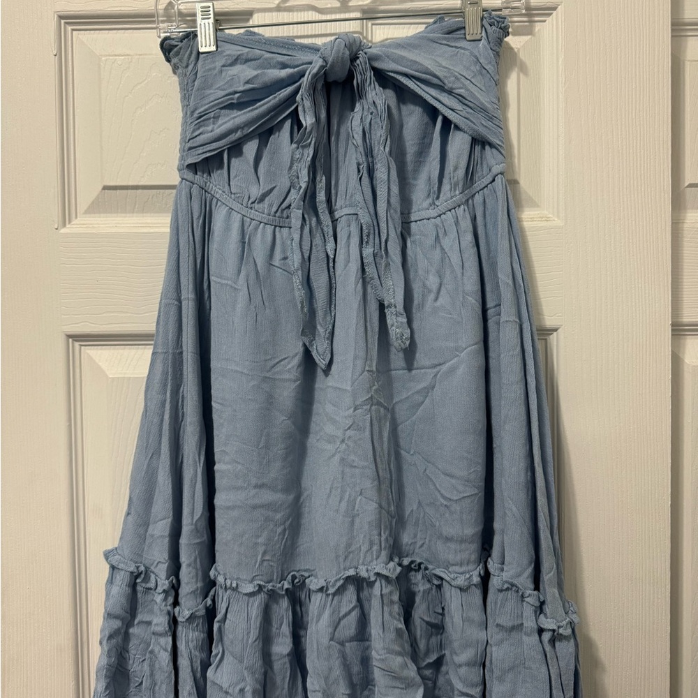 Blue Strapless Mini Dress